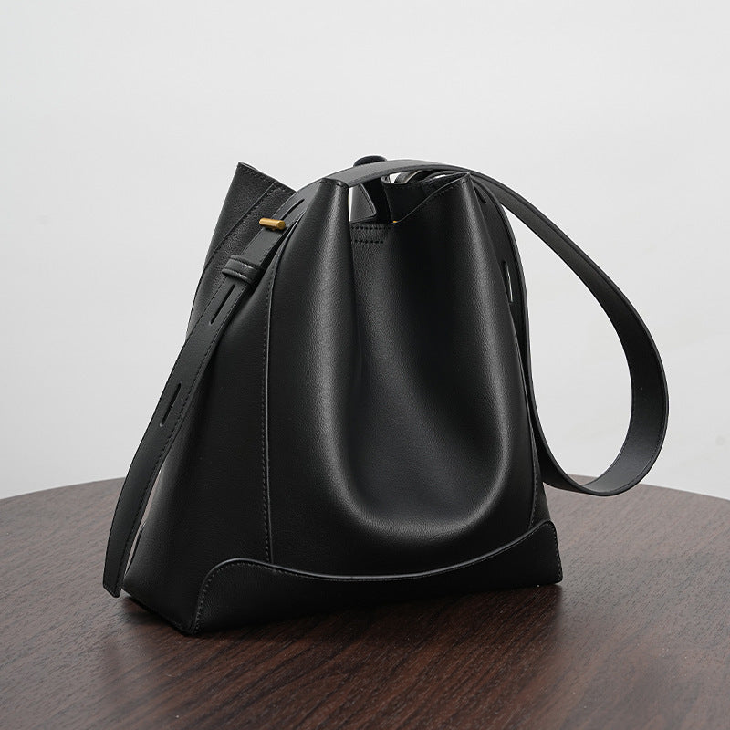 Maison Étoile™ | Sac seau à bandoulière en cuir pour femme