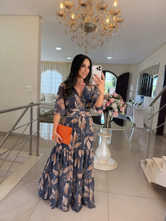 CLAUDIA | Robe longue fleurie à la coupe confortable pour les journées élégantes
